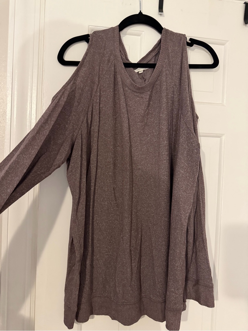 Maurices Shimmery Cold-Shoulder Long Sleeve Top - Mauve